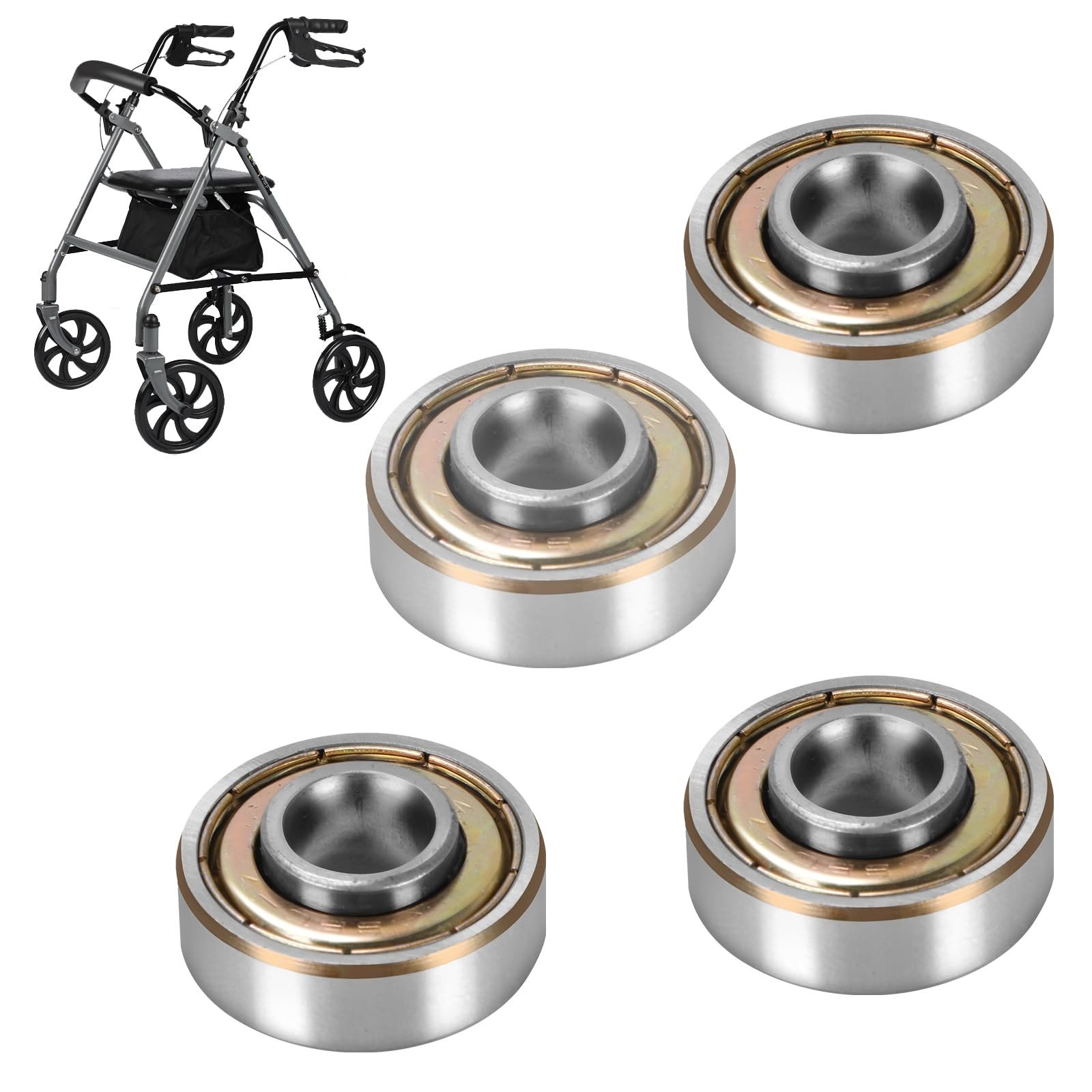 4 pcs Walker Wheel Bearing, Wheelchair Bearings, Universal Wheel Bearings for Wh