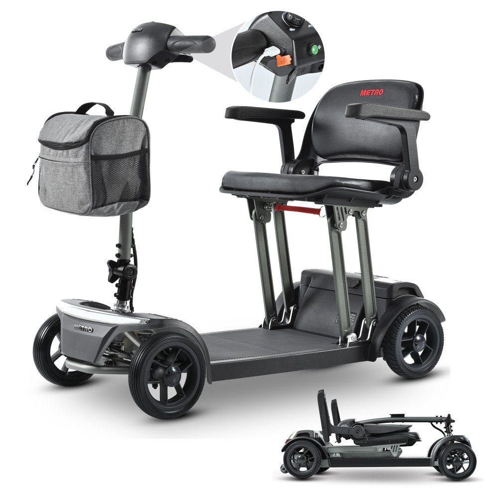 Air‑Line Approved Foldable Mobility Scooter, Removable Lithium Battery