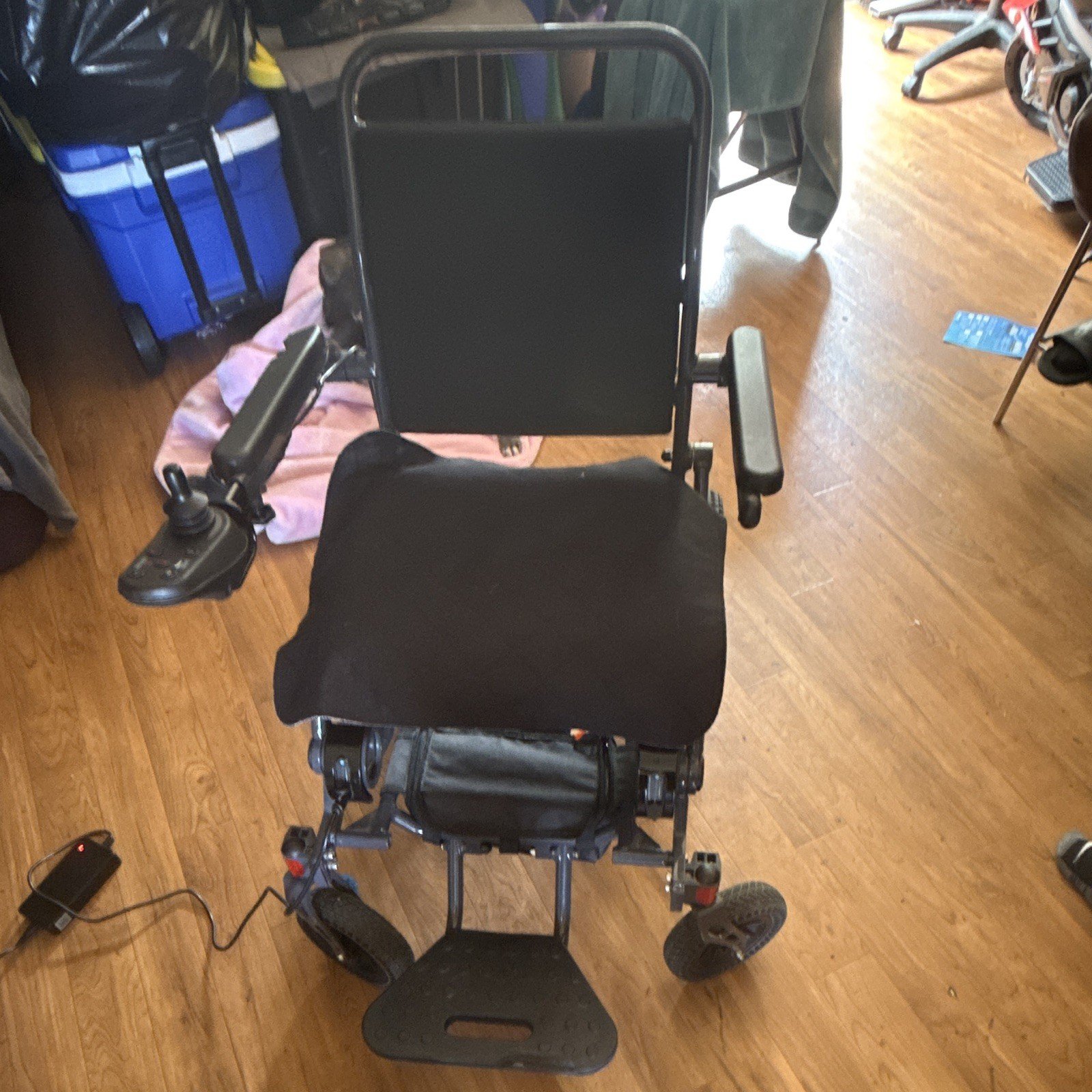 Black Electric/Battery Power Wheelchair, Joystick, Adjustable Footrests, 4-Wheel