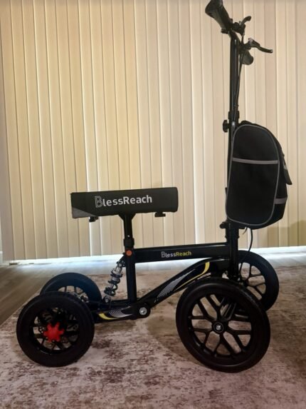 BlessReach 4-Wheel Foldable All-Terrain Knee Scooter 300lb Black