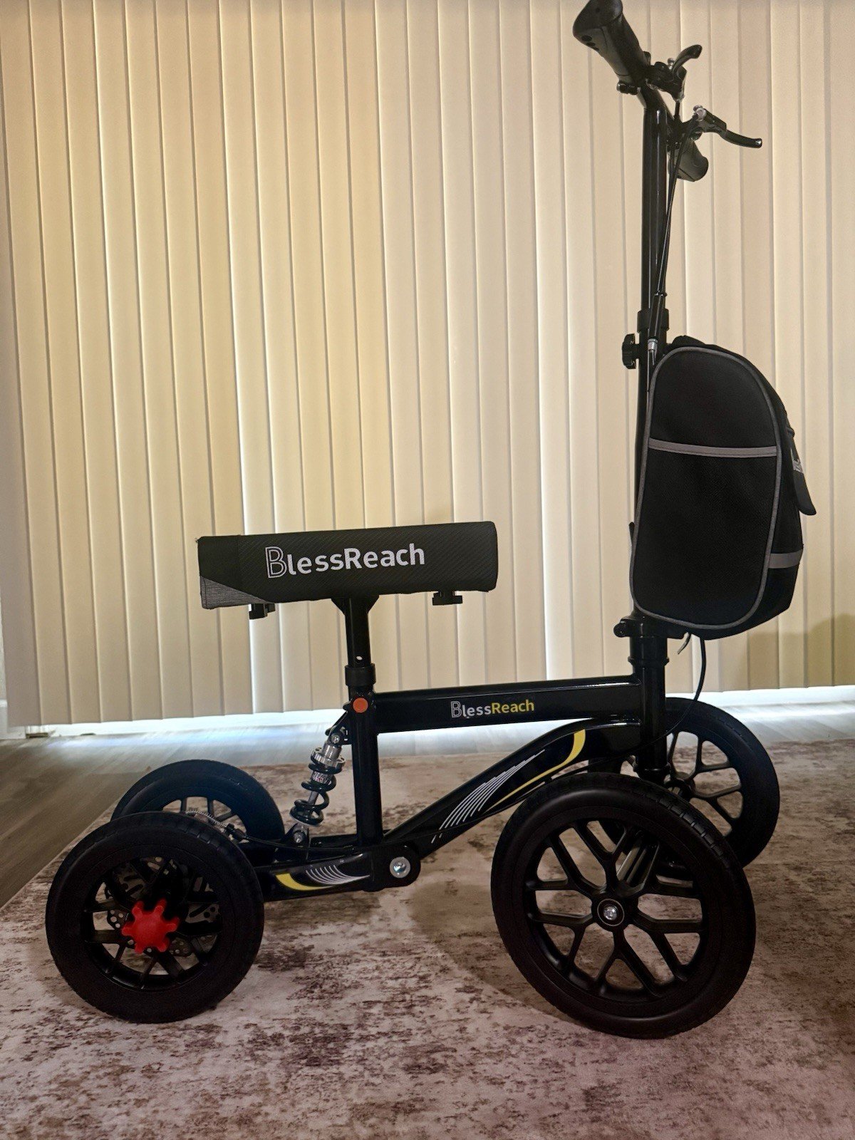 BlessReach 4-Wheel Foldable All-Terrain Knee Scooter 300lb Black