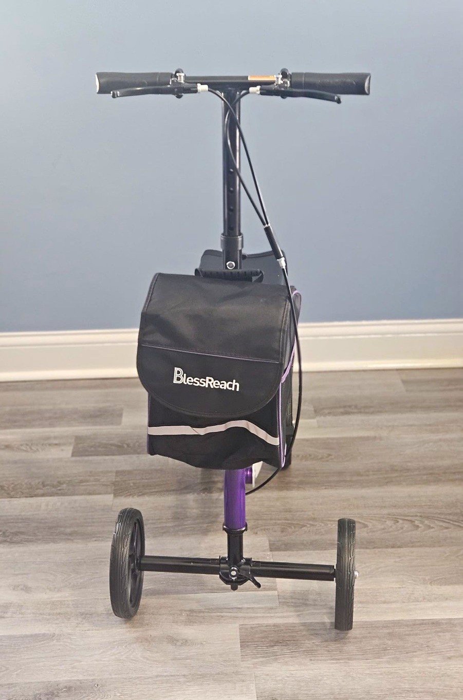 BlessReach 4-Wheel Knee Walker Scooter w/ Storage Compartment Bag Purple/Black