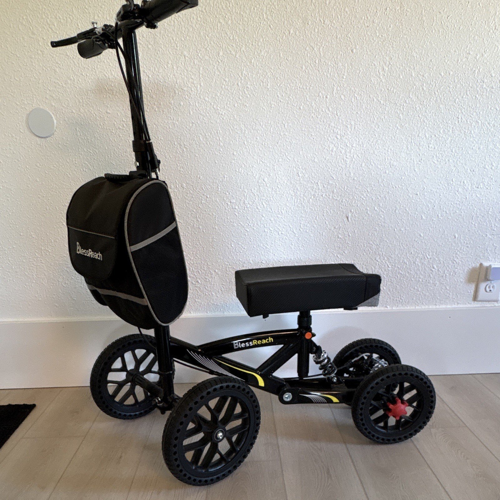 BlessReach Black Kick Scooter w/ Adjustable Seat & Disc Brake
