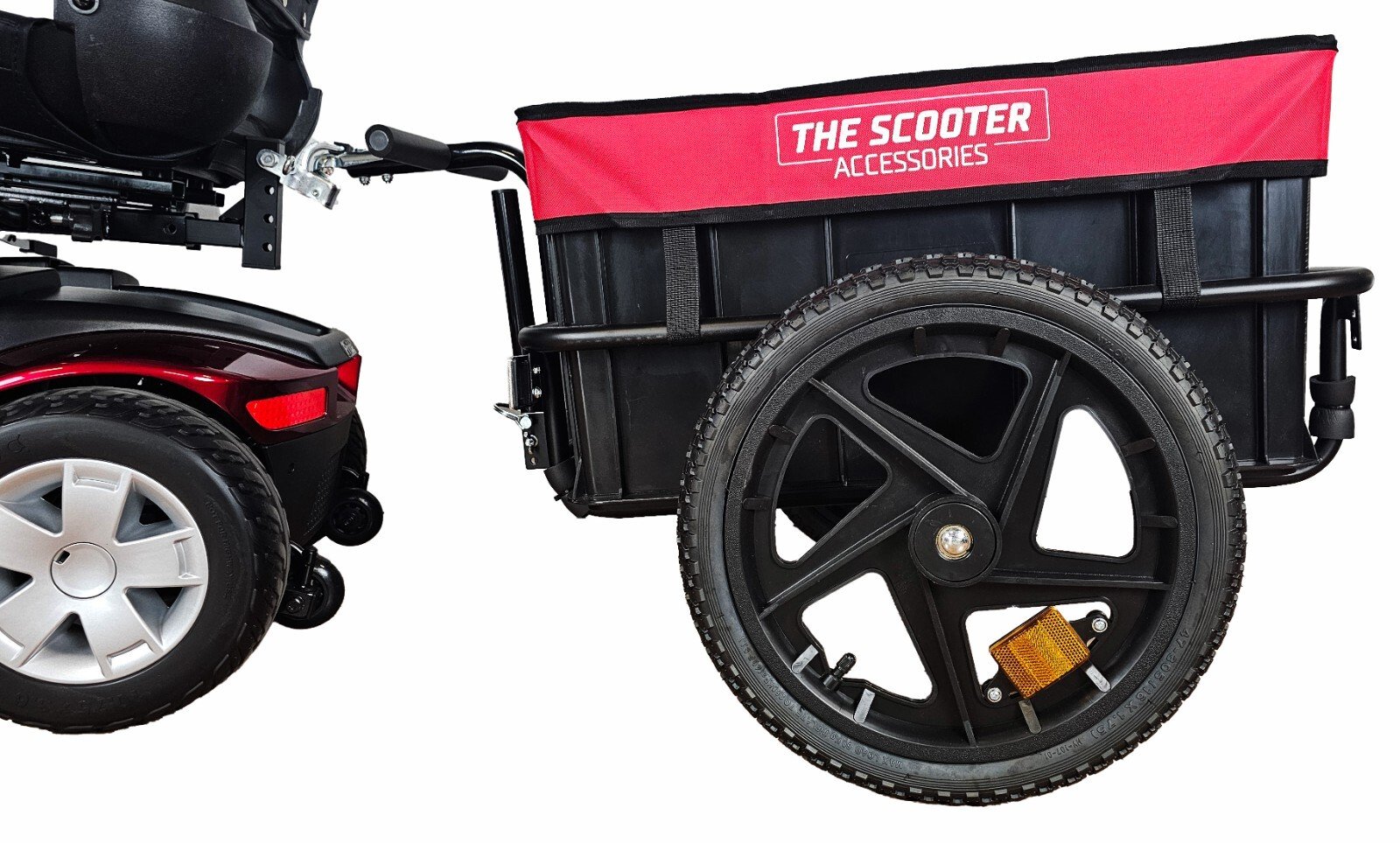 Cargo Trailer for Electric Mobility Scooter. Sturdy with Heavy Duty Large Tires.