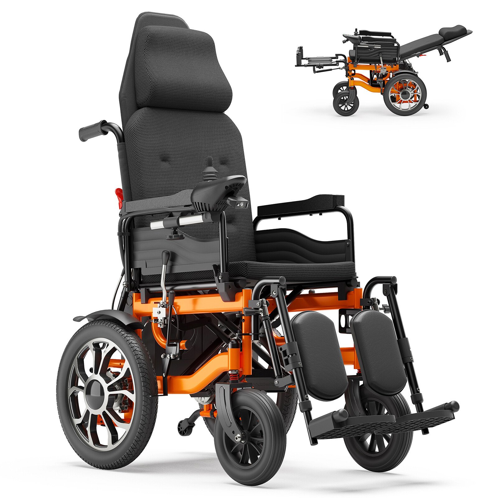Electric Wheelchair Reclining Foldable Lightweight Mobility Aid Motorized Wheels