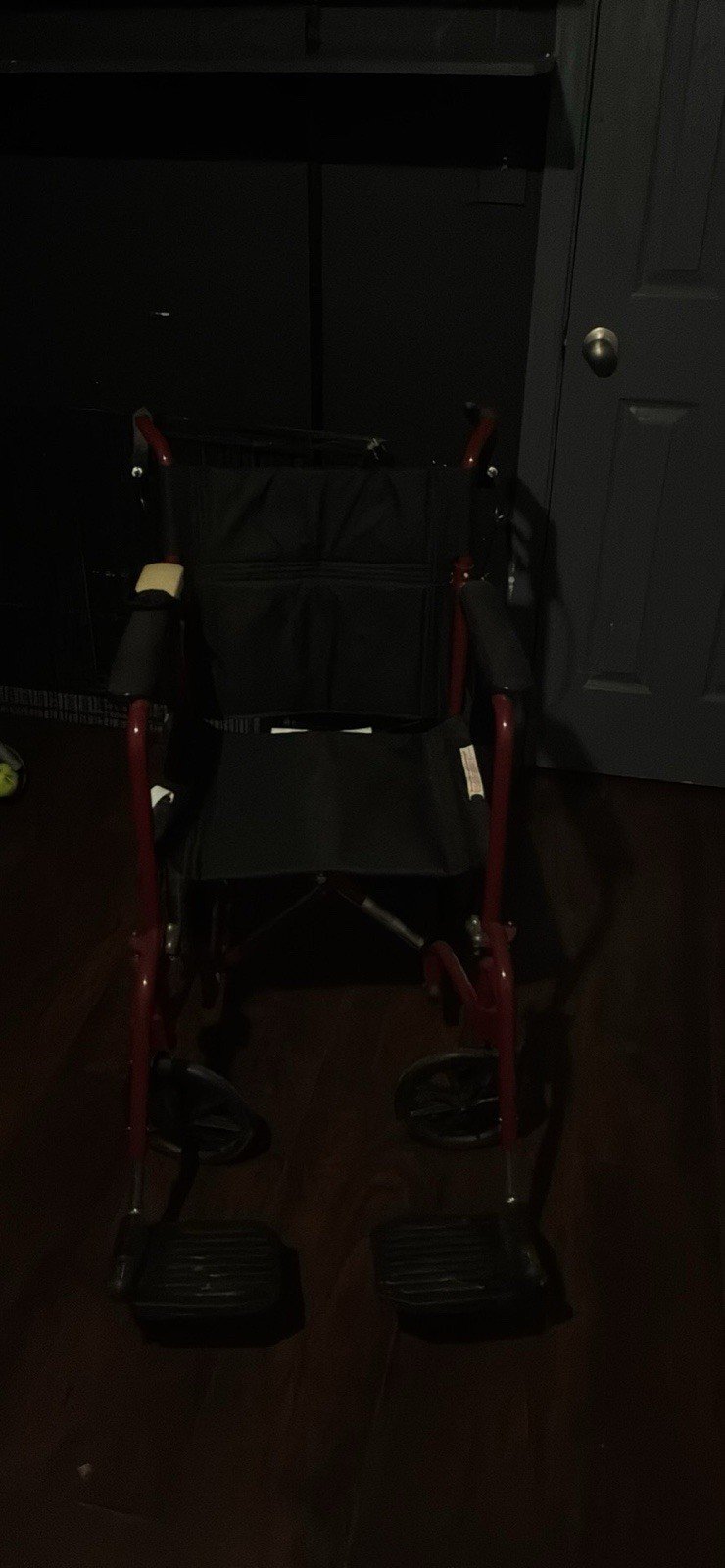 Foldable Manual Wheelchair with Footrests, Red & Black Folding Chair