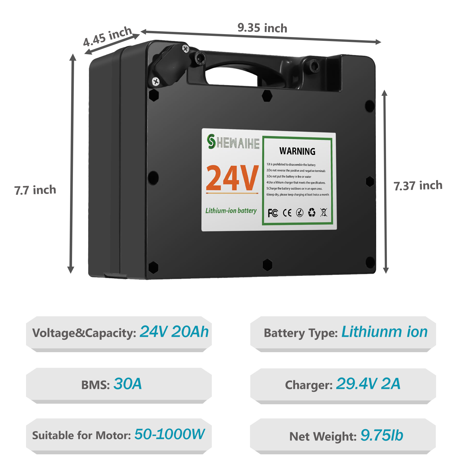 Li-thium24Volt Battery 24V 20Ah Wheelchair Battery with 30A BMSFor Wheelchair