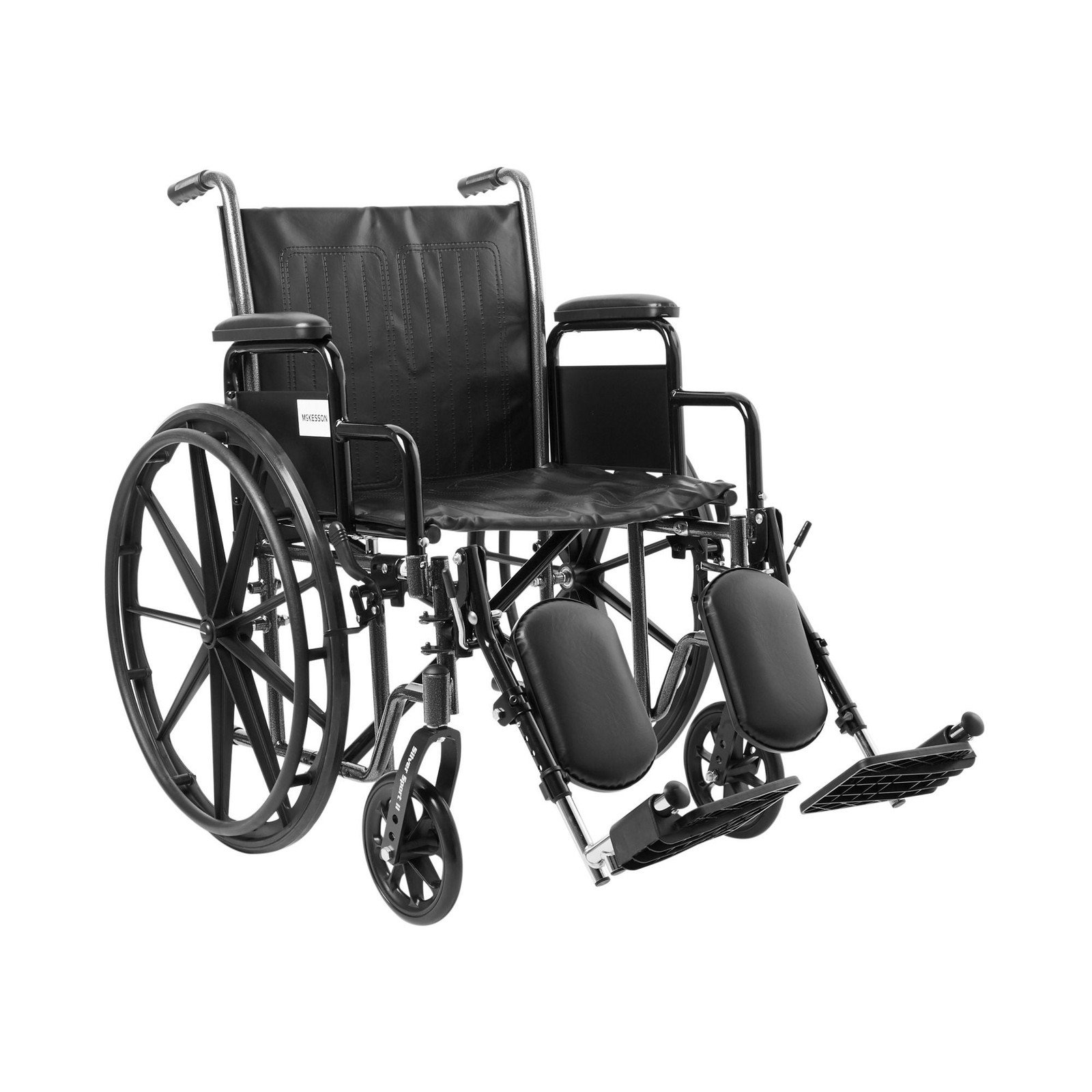 McKesson 146-SSP220DDA-ELR Folding Steel Wheelchair Black