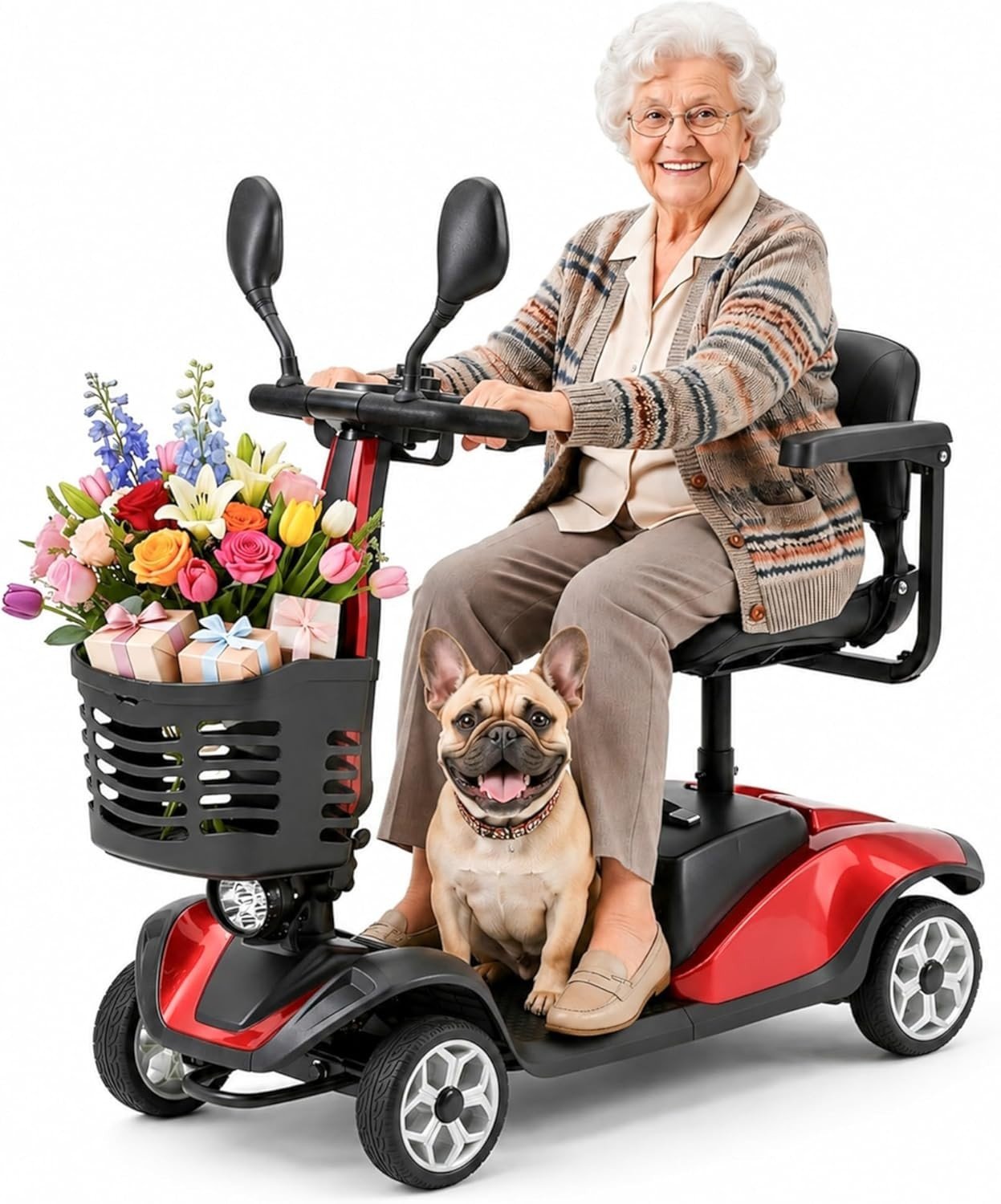 Mobility Scooter Waterproof 4 Wheel Scooter Foldable Higher Height for Senior