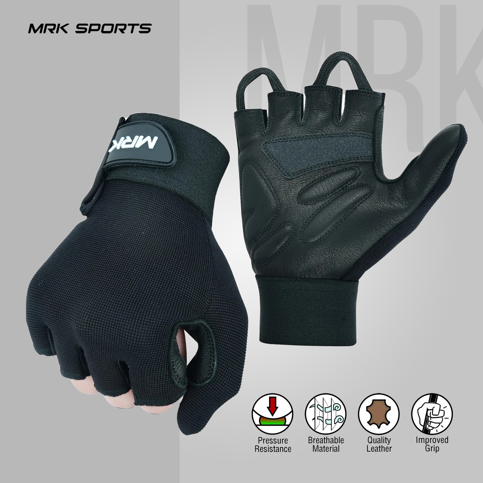 MRK Wheelchair Gloves Padded Leather Palm Grip Mobility Support Hand Protection