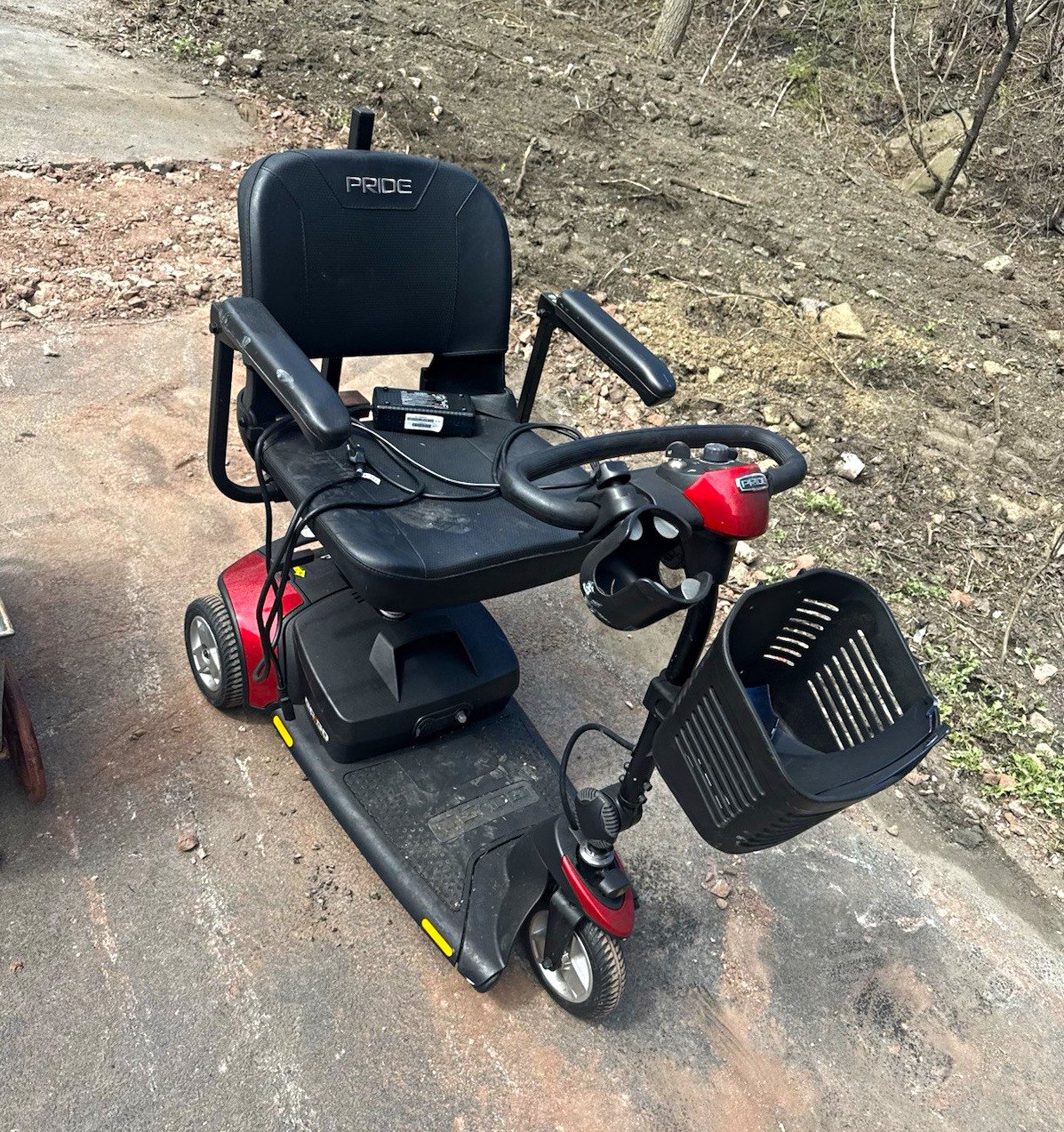 Pride Electric 4-Wheel Mobility Scooter w/ Swivel Seat & Basket Red/Black
