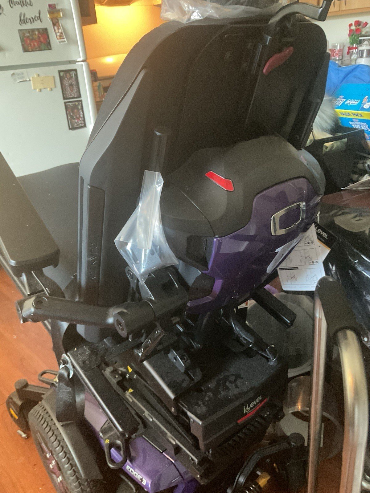 Quantum Edge 3 Power Wheelchair w/ Tilt, Elevating Legrest, Purple/Black