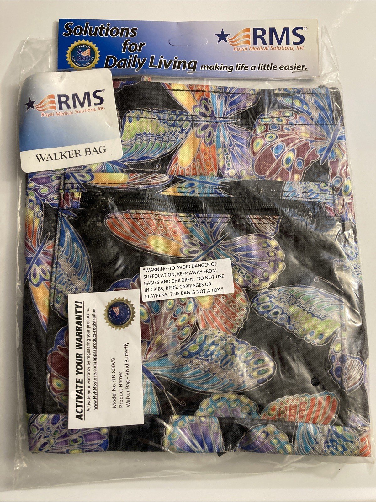 RMS Water Resistant Tote Bag for Walker Rollator or Scooter Butterfly