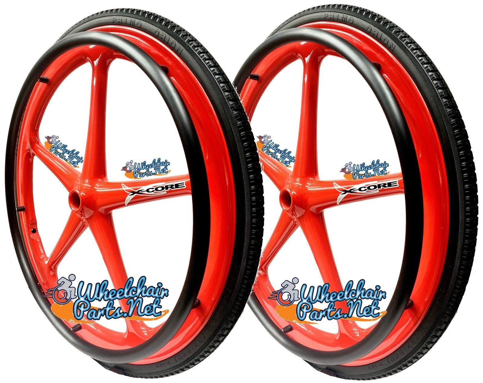 Set of 2 X-core 24" x 1 3/8" (540m) Wheelchair Wheels With Tire and Pushrims