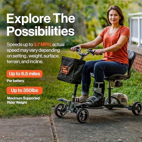 SUPERHANDY PASSPORT PRO MOBILITY SCOOTER - FOLDABLE ALUMINUM - DARK GREEN/SAND
