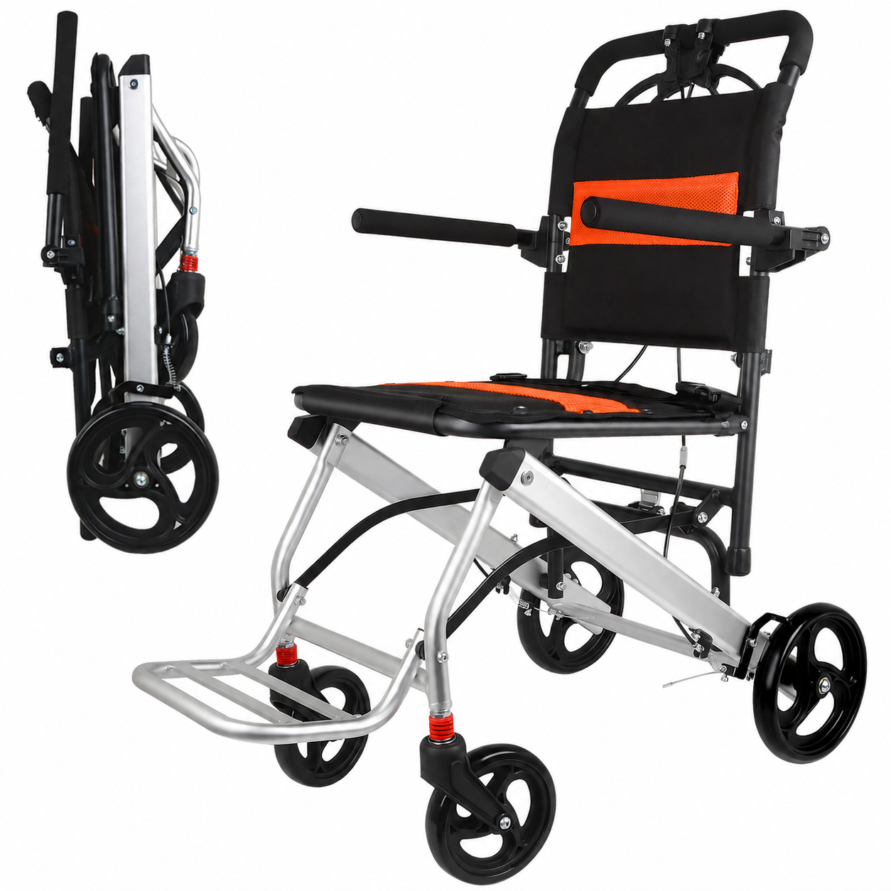 Ultra Lightweight Transport Wheelchair 16 lb Folding Aluminum Chair 220 lb