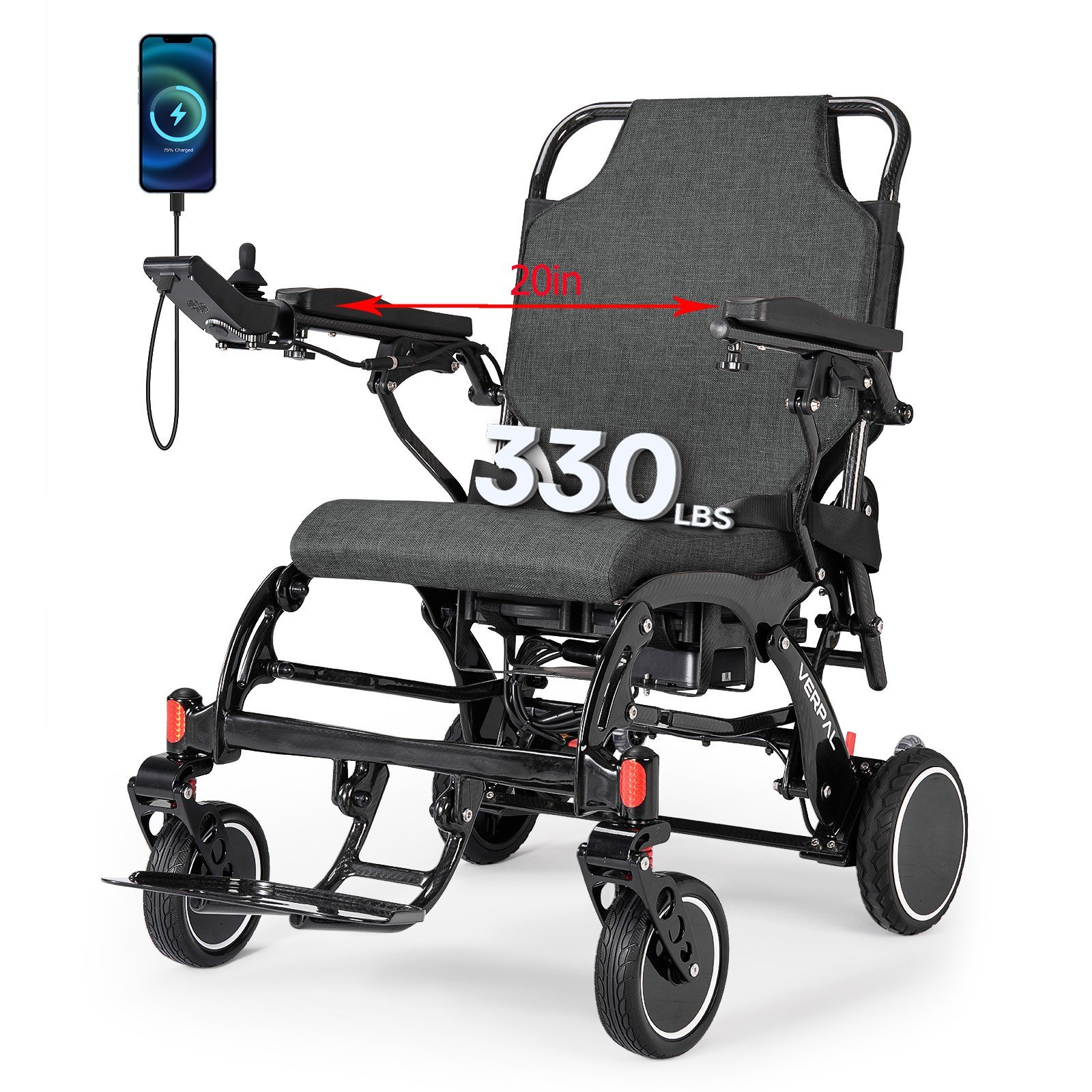 Used Lightweight Carbon Fiber Power Electric Wheelchairs All Terrain 20in Seat