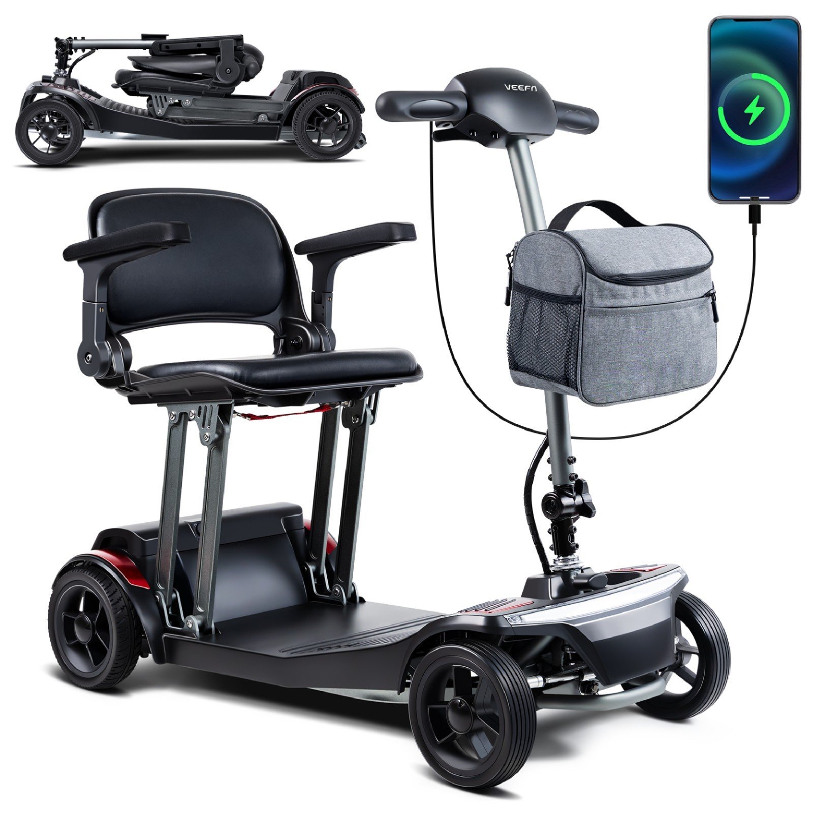 Used ScootNGo FOLO 44lbs Foldable Lightweight Mobility Scooter Airline Approved